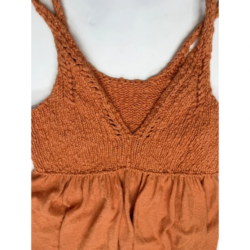 Free People Womens Orange Knitted Tunic Sleeveless Top Size Medium